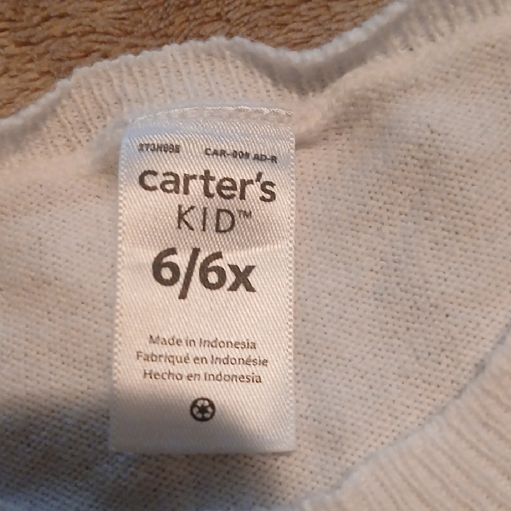 Carter's White Knit Cardigan Size 6/6X - Picture 4 of 5